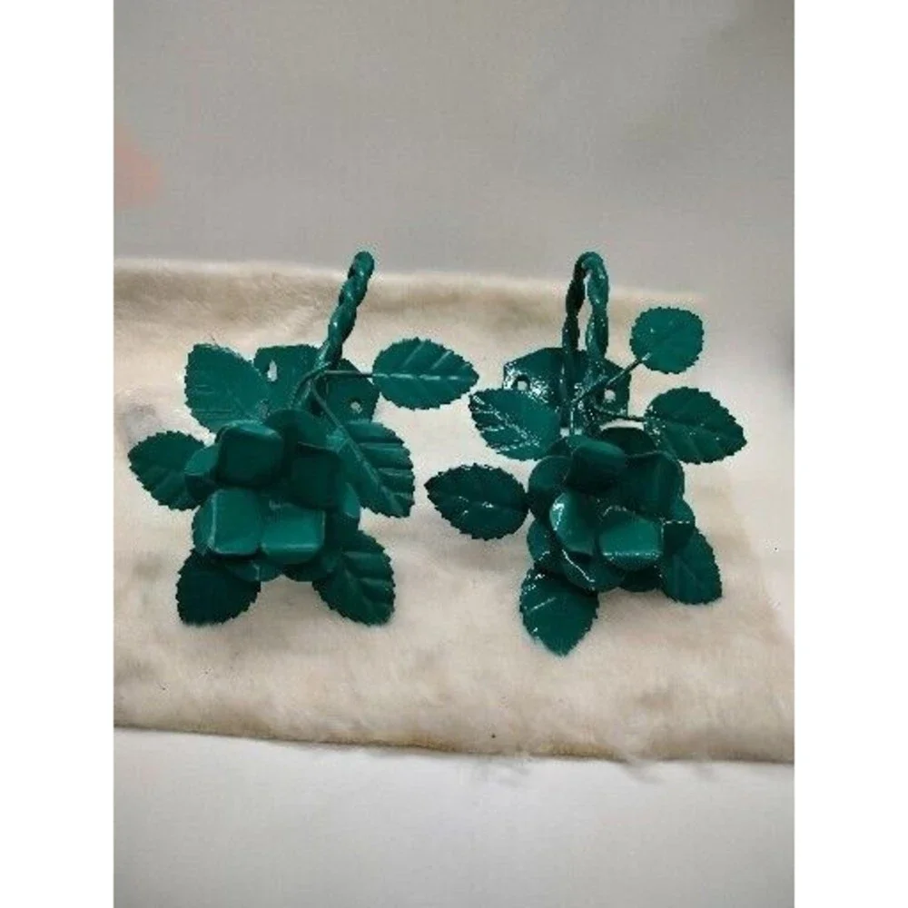 Metal Green Floral &Leaves Curtain Tie Backs With Hardware